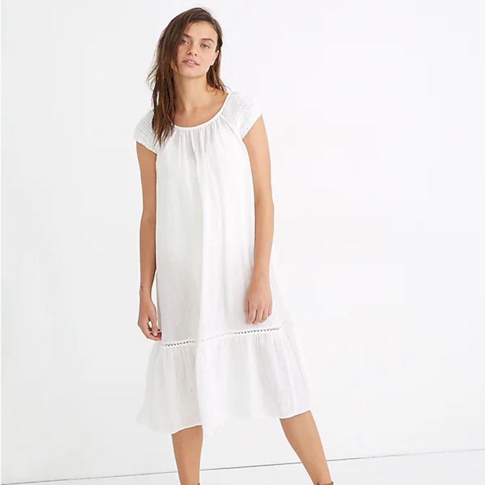Madewell Crochet-Sleeve Midi Cover-Up Dress EUC